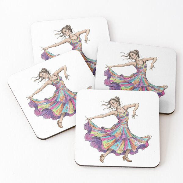 Item preview, Colorful Dancing Woman Illustration in Flowing Dress designed and sold by DroolWorthyUS.