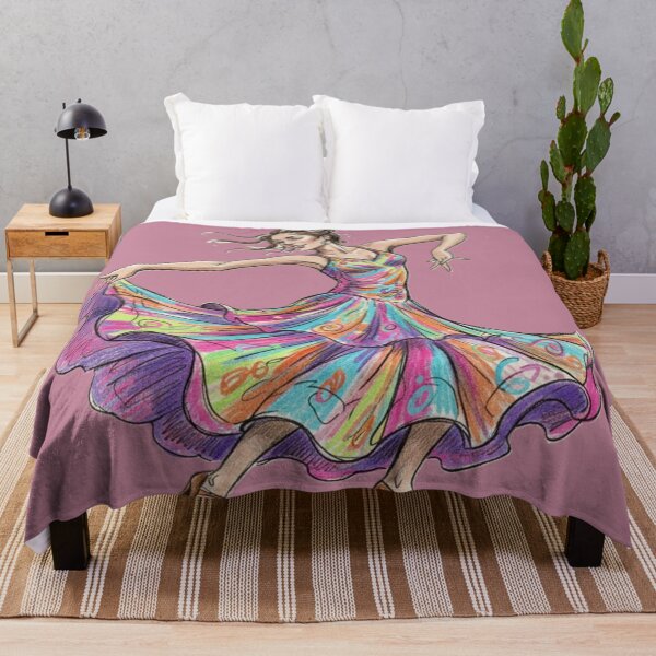 Item preview, Colorful Dancing Woman Illustration in Flowing Dress designed and sold by DroolWorthyUS.