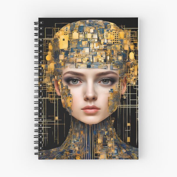 Item preview, Golden Circuit Android: Klimt-Inspired Cybernetic Portrait designed and sold by LanaGustavsson.