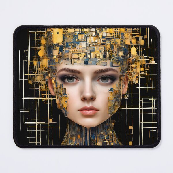 Item preview, Golden Circuit Android: Klimt-Inspired Cybernetic Portrait designed and sold by LanaGustavsson.