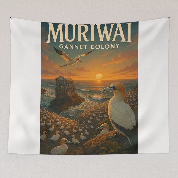 Item preview, Gannets and Sea Stacks at Sunset, Muriwai Beach, NZ designed and sold by Places On Earth.