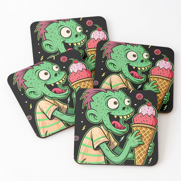 Item preview, A funny illustration of a cheeky zombie eating Ice cream designed and sold by Grimwear Co..