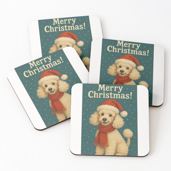 Item preview, Happy Poodle in Santa Hat and Red Scarf Christmas Scene designed and sold by Places On Earth.
