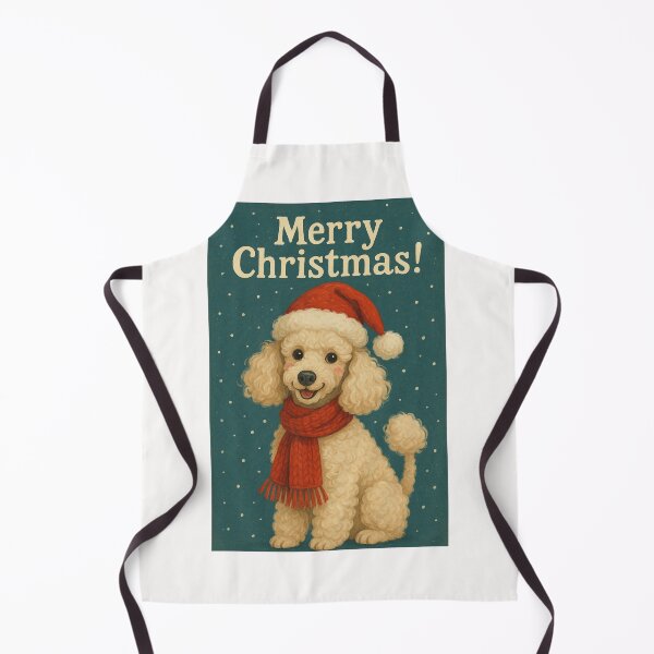 Item preview, Happy Poodle in Santa Hat and Red Scarf Christmas Scene designed and sold by Places On Earth.