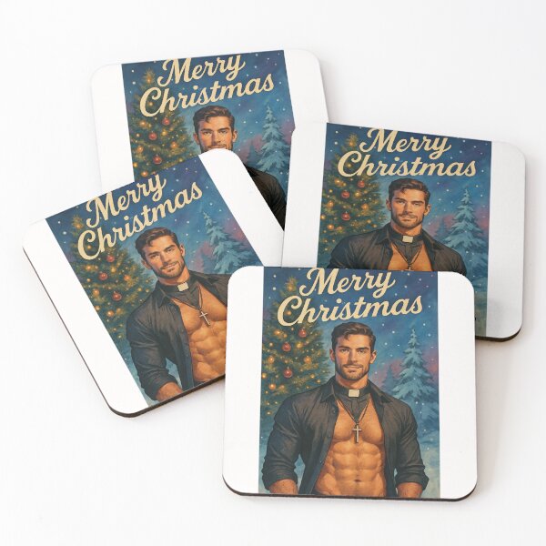 Item preview, Sexy Christmas Pastor with Muscular Shirtless Torso and Tree designed and sold by Places On Earth.