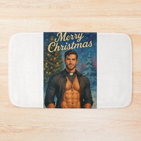 Artikelvorschau, Sexy Weihnachtspastor mit muskulösem, freiem Oberkörper und Baum entworfen und verkauft von Places On Earth.