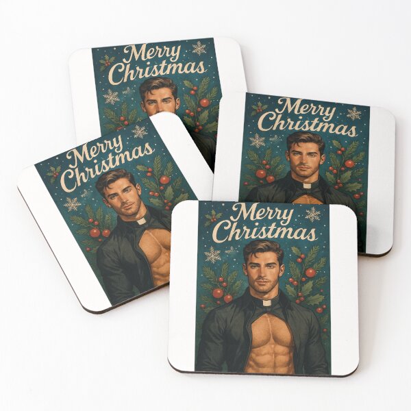 Item preview, Hot Christmas Priest with Holly and Snowflakes designed and sold by Places On Earth.