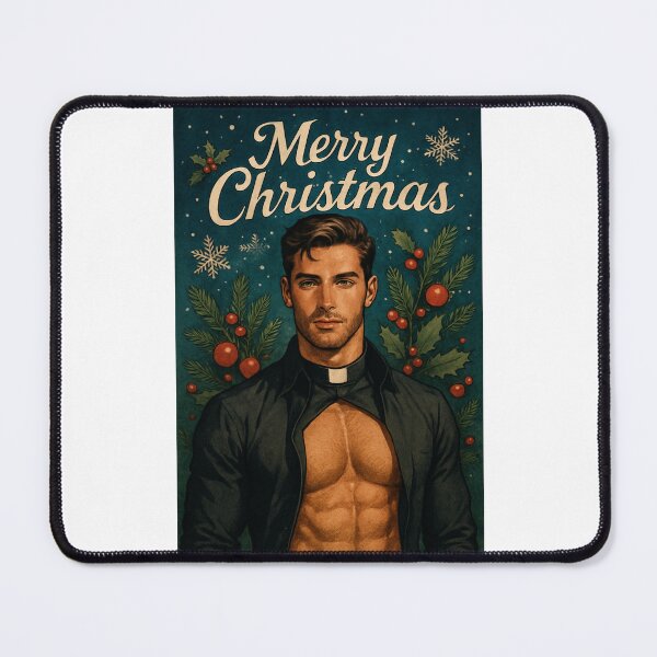 Item preview, Hot Christmas Priest with Holly and Snowflakes designed and sold by Places On Earth.