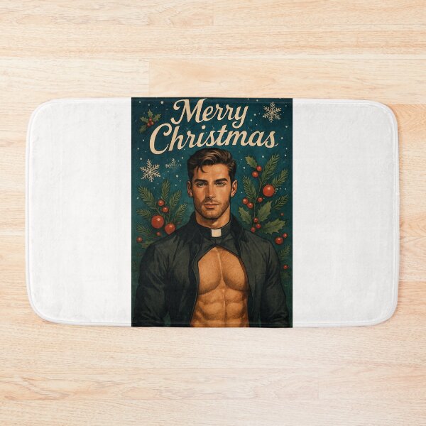 Item preview, Hot Christmas Priest with Holly and Snowflakes designed and sold by Places On Earth.