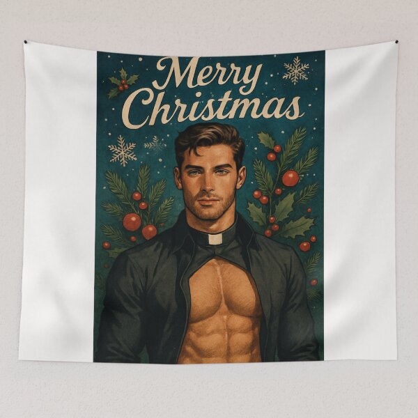Item preview, Hot Christmas Priest with Holly and Snowflakes designed and sold by Places On Earth.