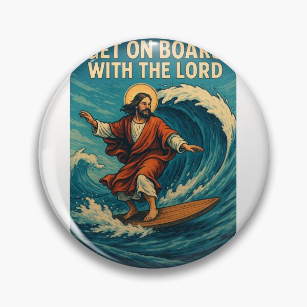 Item preview, Surfing Jesus with Halo Riding the Waves designed and sold by Places On Earth.