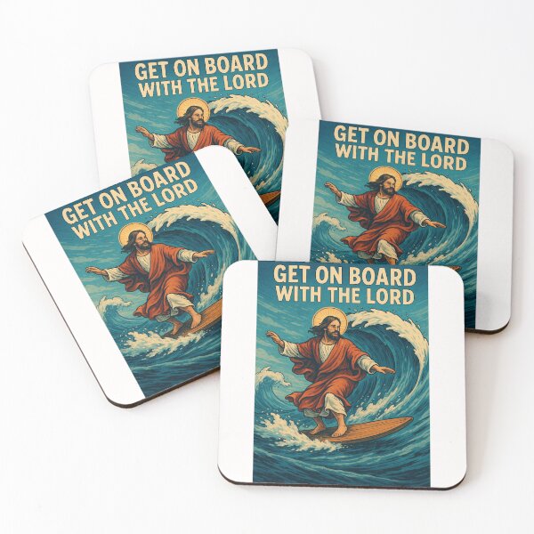 Item preview, Surfing Jesus with Halo Riding the Waves designed and sold by Places On Earth.