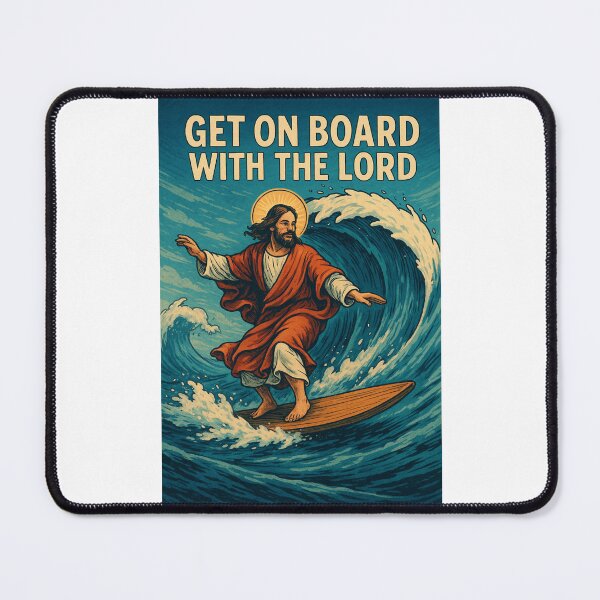 Item preview, Surfing Jesus with Halo Riding the Waves designed and sold by Places On Earth.
