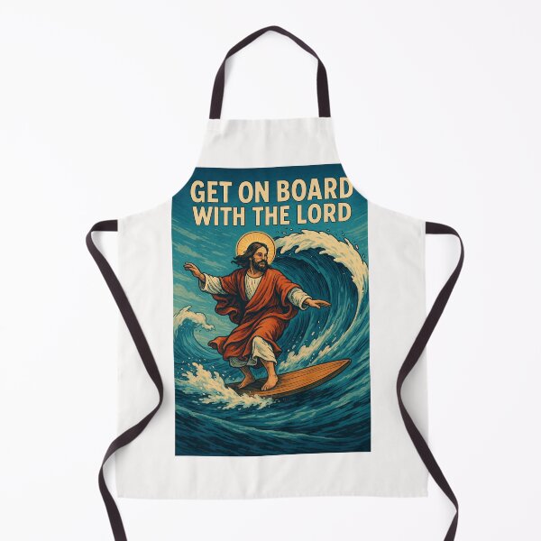 Item preview, Surfing Jesus with Halo Riding the Waves designed and sold by Places On Earth.