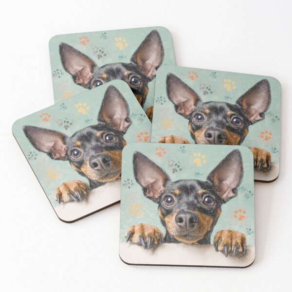 Item preview, Miniature Pinscher Peeking over Wall 01 designed and sold by Elisabeth Lucas.