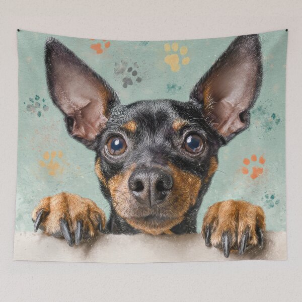Item preview, Miniature Pinscher Peeking over Wall 01 designed and sold by Elisabeth Lucas.