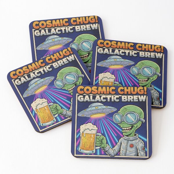 Item preview, Cosmic Chug – Funny Alien Beer Lover Retro Space designed and sold by Imaginationbeyond.