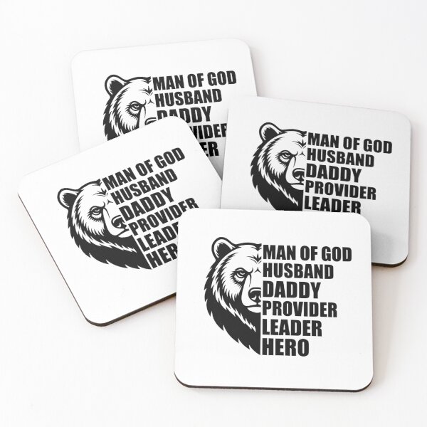 Item preview, MAN OF GOD | Mighty Bear Dad Supplier Leader Hero – Father's Day Masculine Design Black and White designed and sold by PinkGothica.