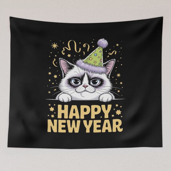 Item preview, Happy New Year 2026 New Year's Eve Cat Party Hat NYE  designed and sold by GGrizeldaRivas.