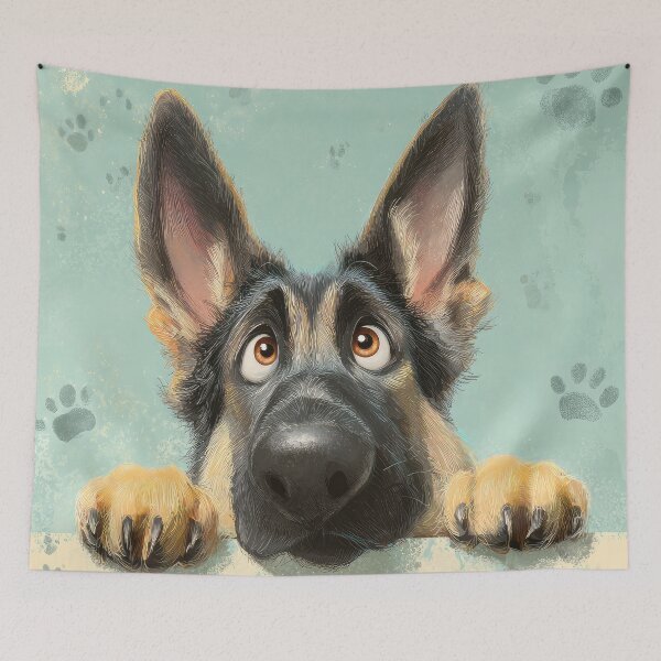 Item preview, German Shepherd Peeking over Wall 02 designed and sold by Elisabeth Lucas.