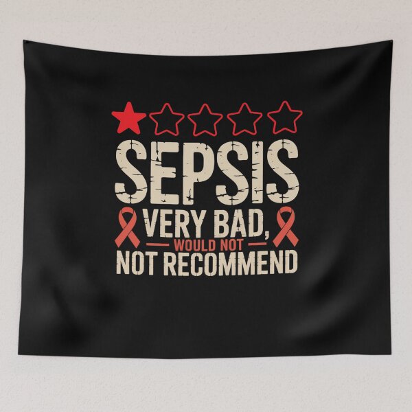 Item preview, Sepsis Very Bad Would Not Recommend with Red Stars and Ribbon designed and sold by Gogetgiggles.
