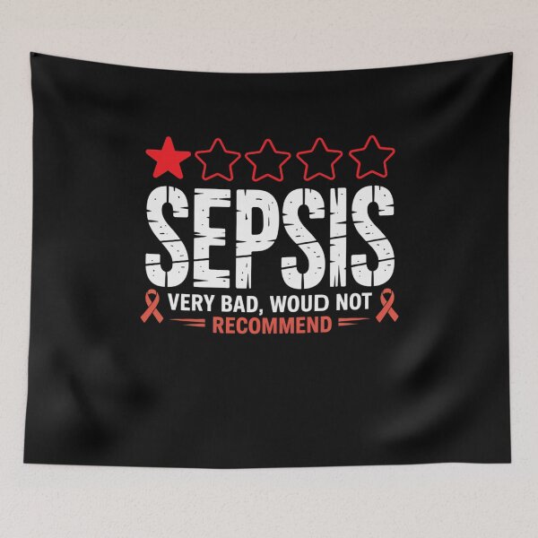 Item preview, Sepsis Very Bad Would Not Recommend with Red Stars and Ribbon designed and sold by Gogetgiggles.
