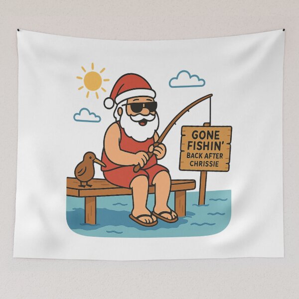 Item preview, Gone Fishin’ — Funny New Zealand Christmas Beach Design with Kiwi Bird designed and sold by Globalcitytees.