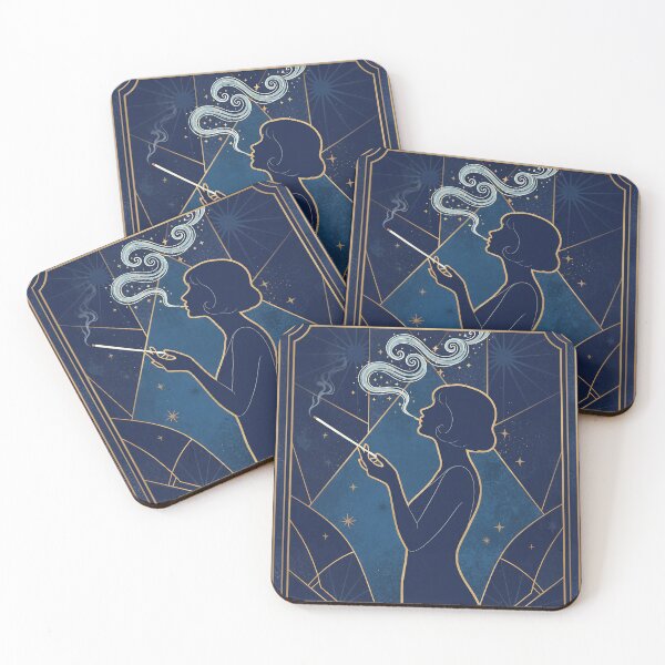 Item preview, Elegant Art Deco Woman Smoking in Midnight Blue designed and sold by Spark2Seduction.
