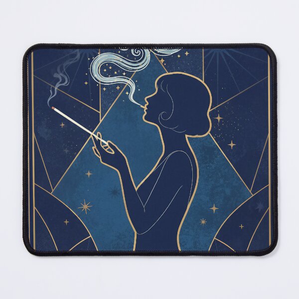 Item preview, Elegant Art Deco Woman Smoking in Midnight Blue designed and sold by Spark2Seduction.