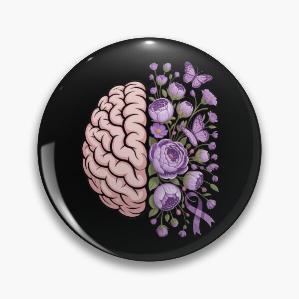 Item preview, Epilepsy Awareness Brain with Purple Ribbon and Flowers designed and sold by Gogetgiggles.
