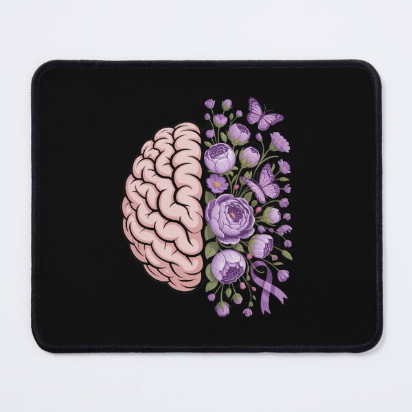 Item preview, Epilepsy Awareness Brain with Purple Ribbon and Flowers designed and sold by Gogetgiggles.