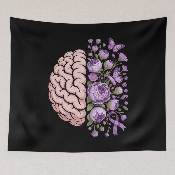Item preview, Epilepsy Awareness Brain with Purple Ribbon and Flowers designed and sold by Gogetgiggles.