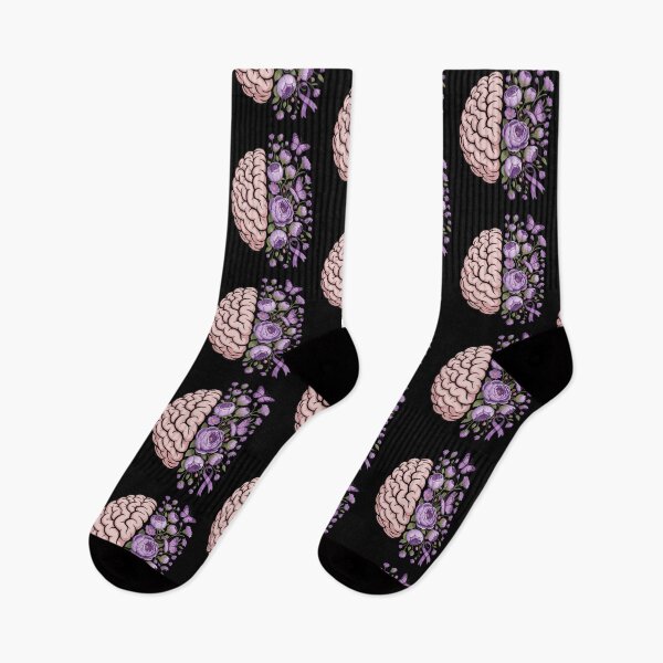 Item preview, Epilepsy Awareness Brain with Purple Ribbon and Flowers designed and sold by Gogetgiggles.