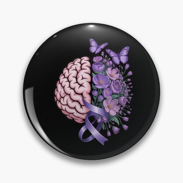 Item preview, Epilepsy Awareness Brain with Purple Ribbon and Flowers designed and sold by Gogetgiggles.