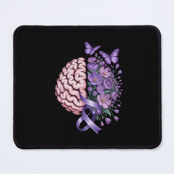 Item preview, Epilepsy Awareness Brain with Purple Ribbon and Flowers designed and sold by Gogetgiggles.