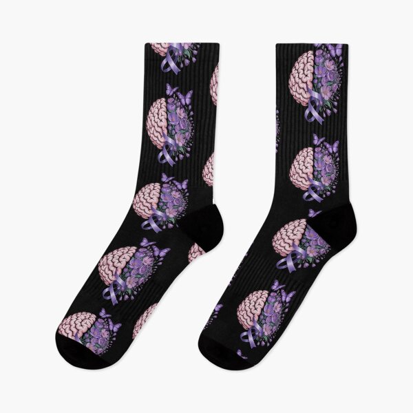 Item preview, Epilepsy Awareness Brain with Purple Ribbon and Flowers designed and sold by Gogetgiggles.