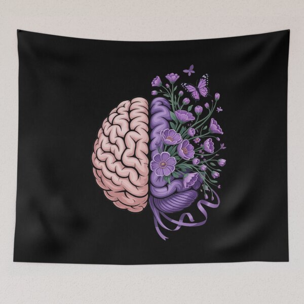 Item preview, Epilepsy Awareness Brain with Purple Ribbon and Flowers designed and sold by Gogetgiggles.