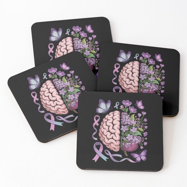 Item preview, Epilepsy Awareness Brain with Purple Ribbon and Flowers designed and sold by Gogetgiggles.
