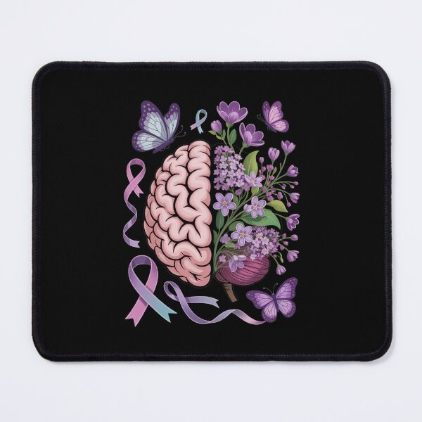 Item preview, Epilepsy Awareness Brain with Purple Ribbon and Flowers designed and sold by Gogetgiggles.