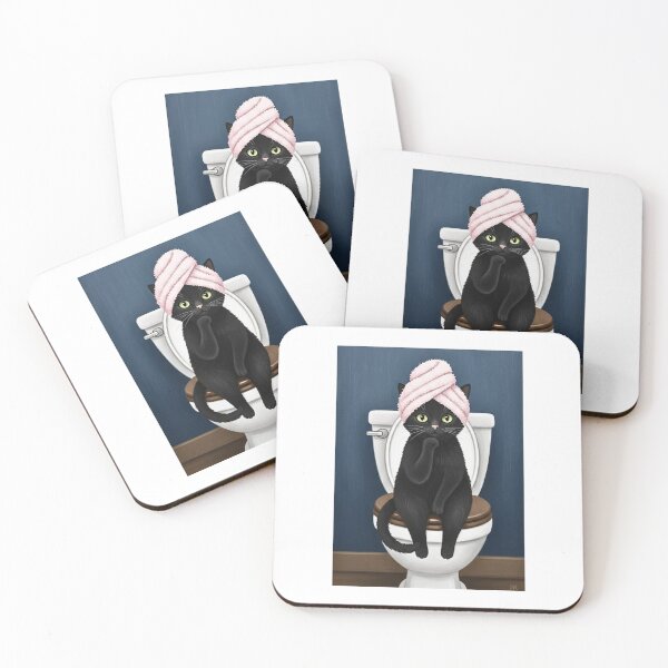Item preview, Bathroom Decor Wall Art Cute Black Cat   designed and sold by Steele-Art.
