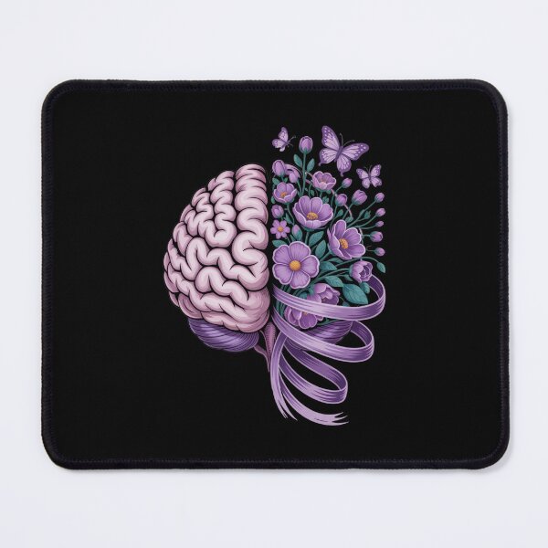 Item preview, Epilepsy Awareness Brain with Purple Ribbon and Flowers designed and sold by Gogetgiggles.