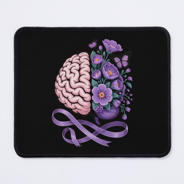 Item preview, Epilepsy Awareness Brain with Purple Ribbon and Flowers designed and sold by Gogetgiggles.