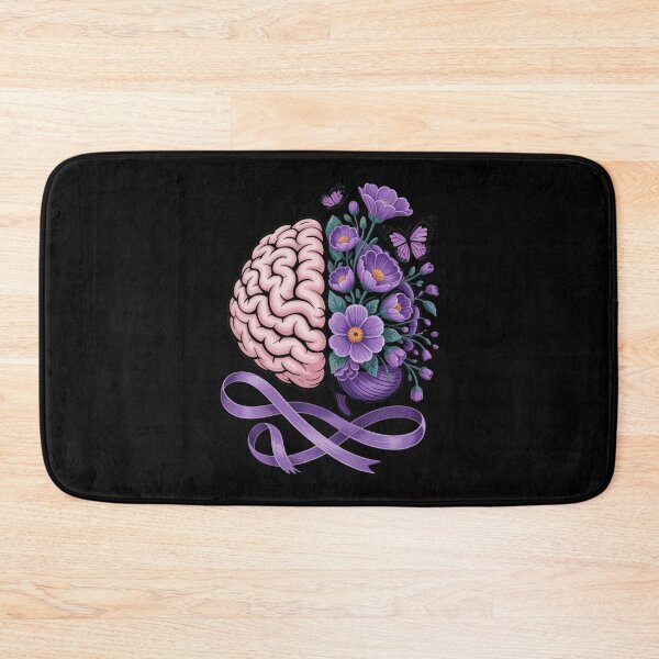 Item preview, Epilepsy Awareness Brain with Purple Ribbon and Flowers designed and sold by Gogetgiggles.