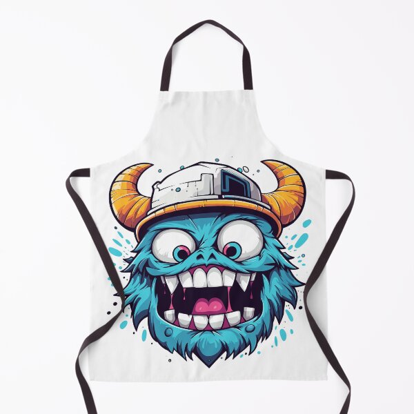 Item preview, Crazy Blue Monster Mascot with Viking Construction Helmet designed and sold by Art Co..