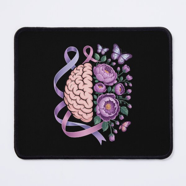 Item preview, Epilepsy Awareness Brain with Purple Ribbon and Flowers designed and sold by Gogetgiggles.