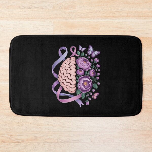 Item preview, Epilepsy Awareness Brain with Purple Ribbon and Flowers designed and sold by Gogetgiggles.