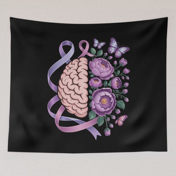 Item preview, Epilepsy Awareness Brain with Purple Ribbon and Flowers designed and sold by Gogetgiggles.