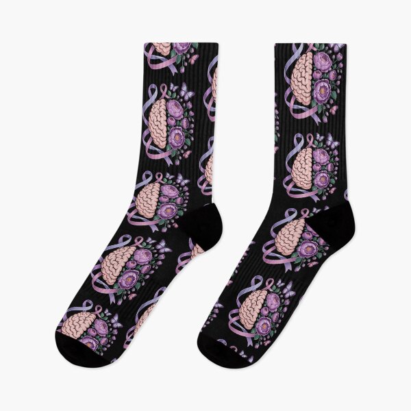 Item preview, Epilepsy Awareness Brain with Purple Ribbon and Flowers designed and sold by Gogetgiggles.