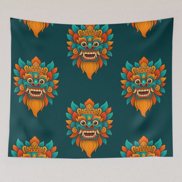 Item preview, Balinese Barong Spirit Mask – Vibrant Mythical Guardian designed and sold by Aumho13.