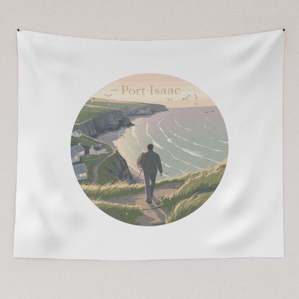 Item preview, Port Isaac Cornwall Coastal Clifftop Sunset – Seaside Village Art designed and sold by CircinusStore.